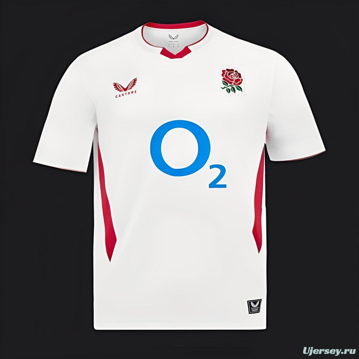 2026 England White with Red Side Panel Rugby Jersey