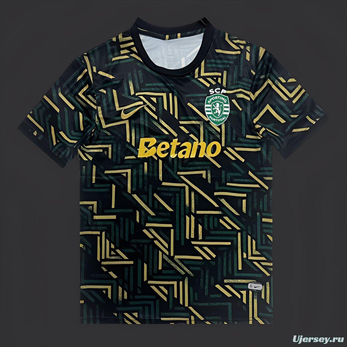 25/26 Sporting CP Dark Green with Geometric Gold Pattern Jersey