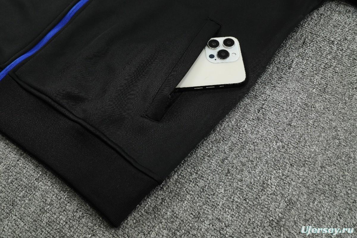 25/26 Chelsea Black with Blue Accents FULL Zipper Jacket Tracksuit +Long Pants