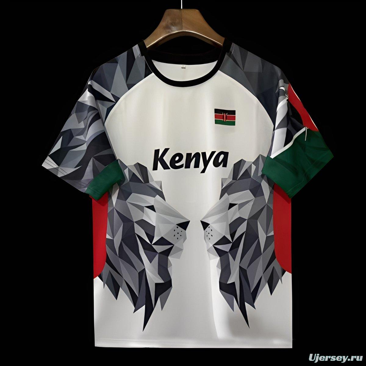 2026 Kenya White Geometric Lion Jersey