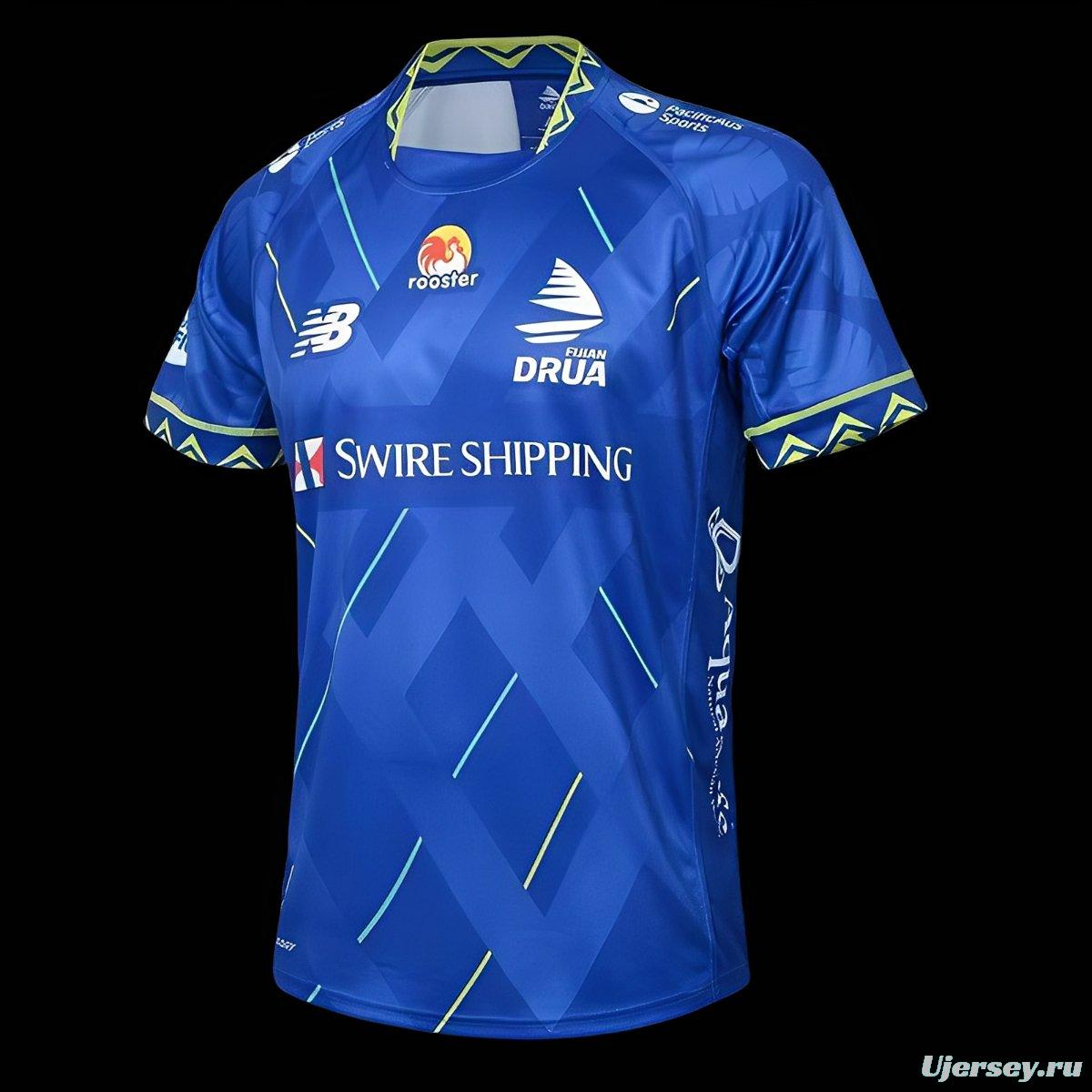 25/26 Fijian Drua Royal Blue with Geometric Pattern Home Jersey