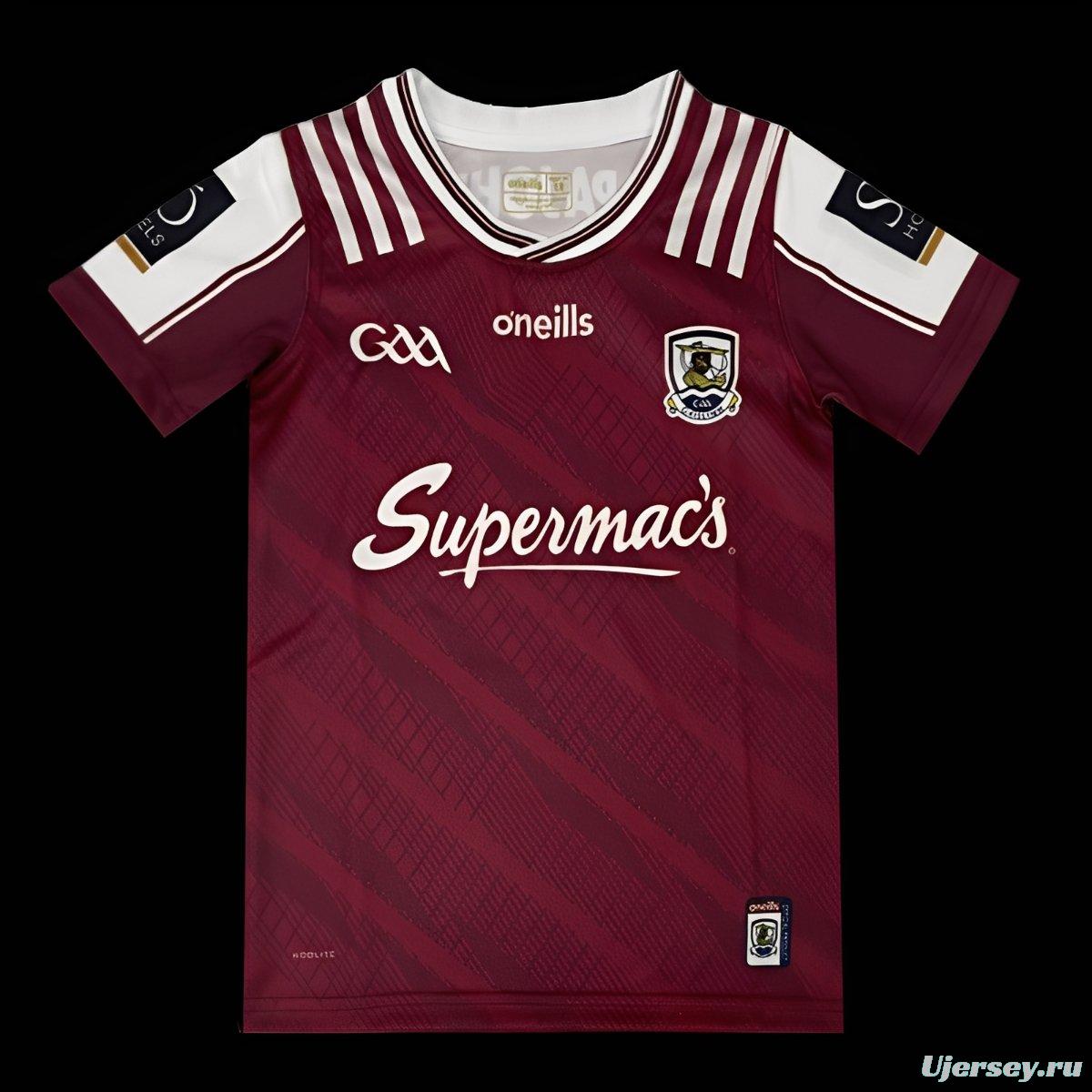 25/26 Galway GAA Maroon with White Stripes Kids Jersey