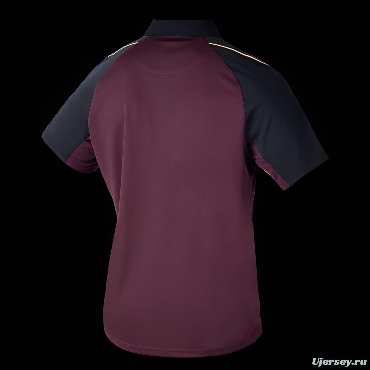 25/26 Brisbane Broncos Maroon with Black Sleeves Polo Shirt