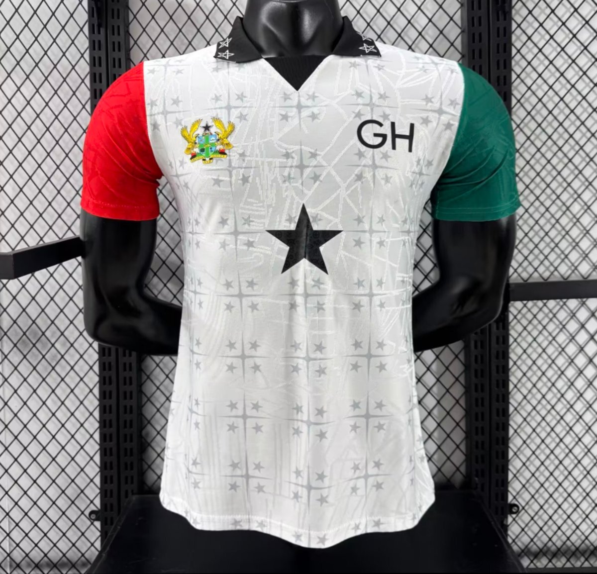 Player Version 2026 Ghana White with Black Star and Red-Green Sleeves Jersey