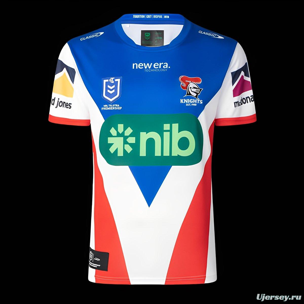 25/26 Newcastle Knights Blue White and Red with Inverted Chevron Home Jersey