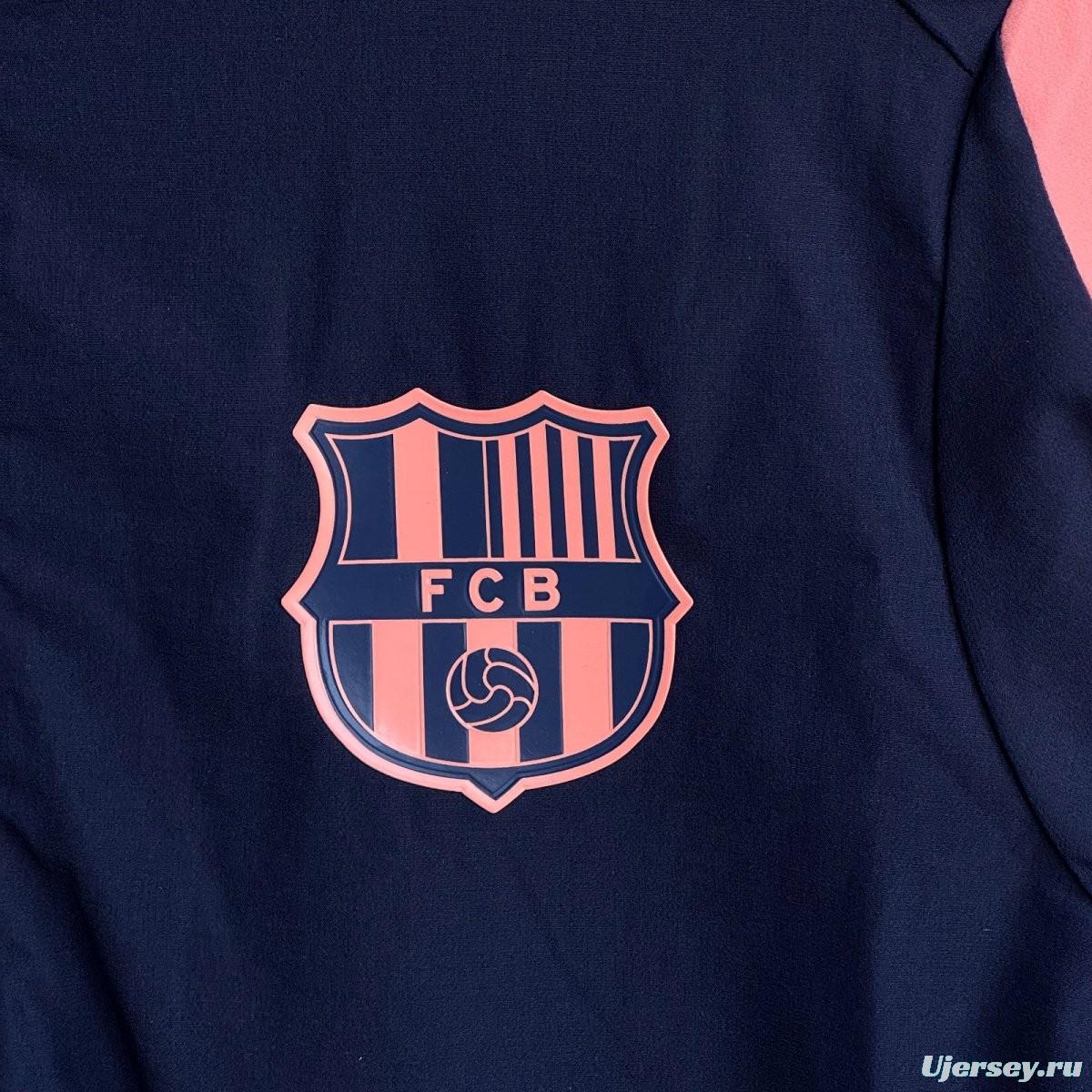 25/26 Barcelona Navy/Pink Full Zipper Windbreaker + Long Pants