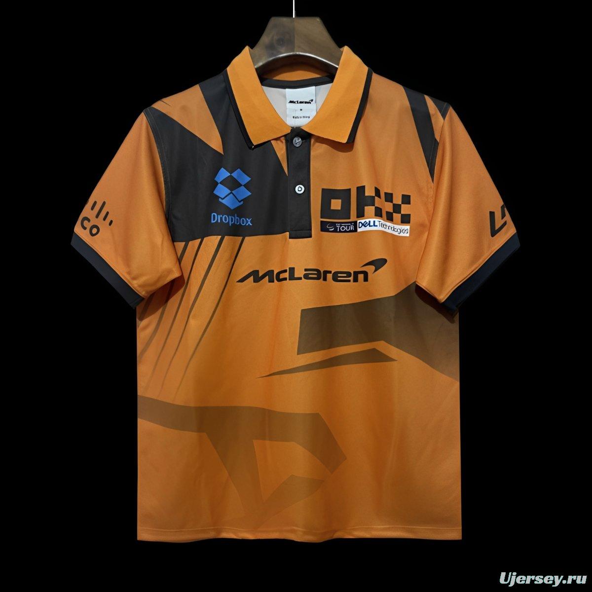 2024 F1  McLaren Racing Papaya Orange with Black Diagonal Stripe Motorsports Polo