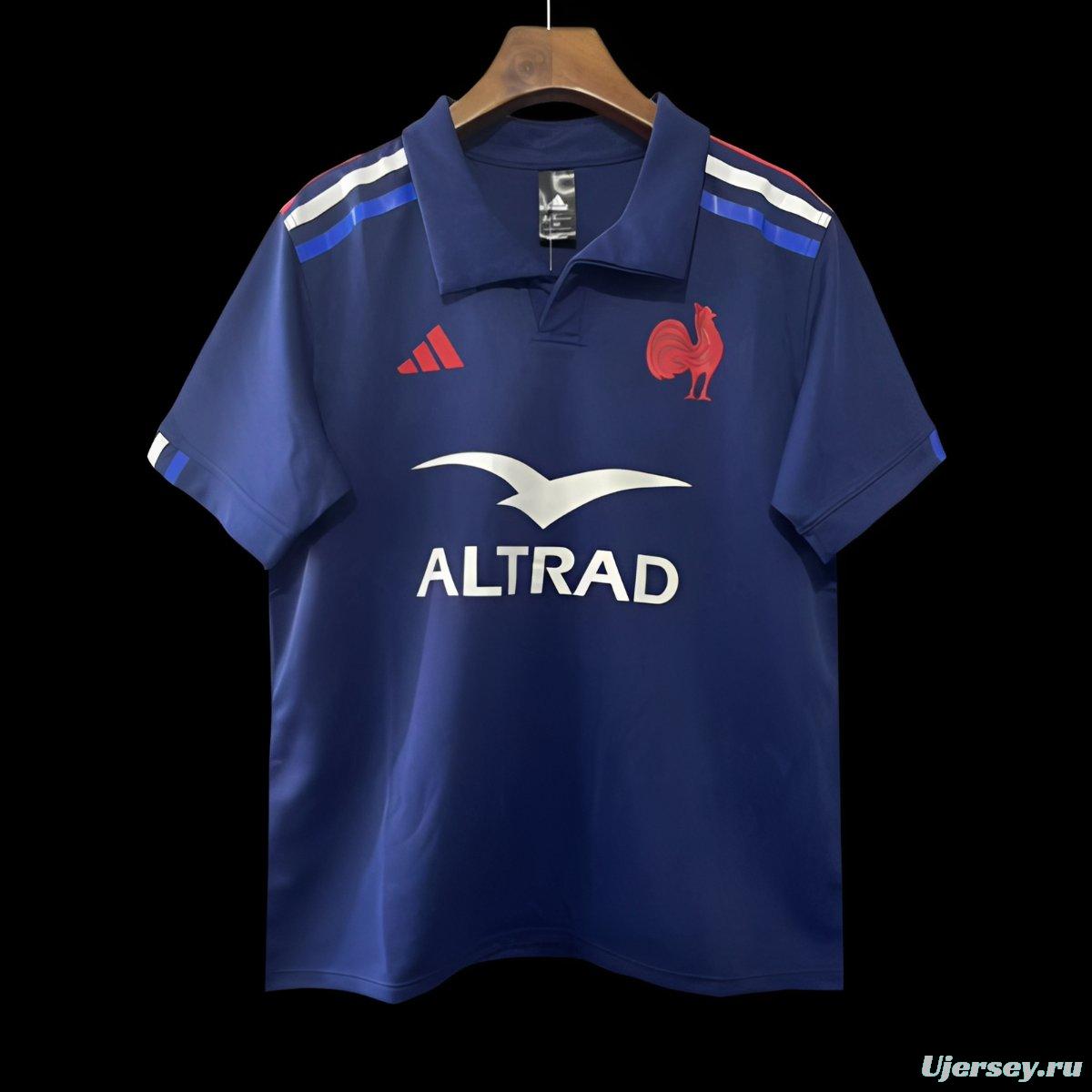 2025 France Navy Blue with Tricolor Stripes Home Jersey