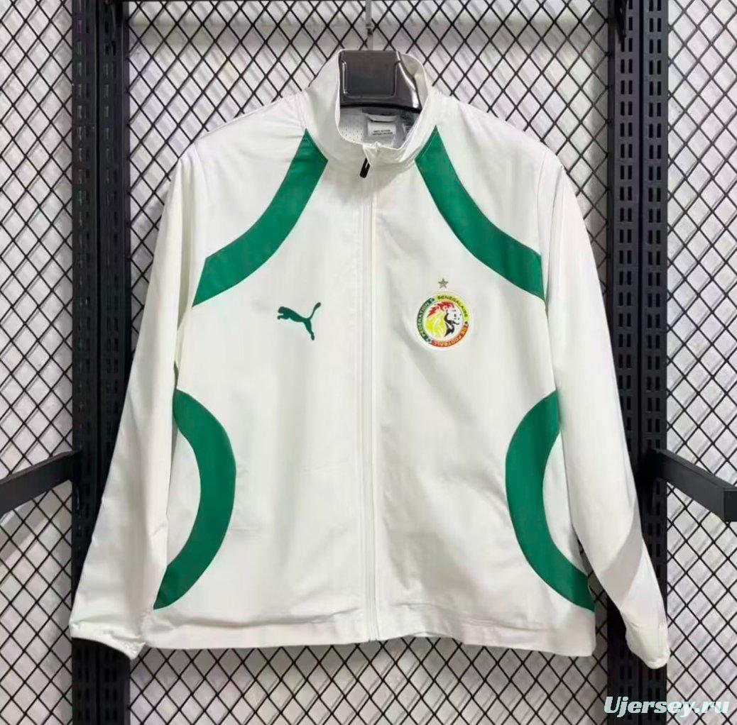 25/26 Senegal White with Green Full Zipper Windbreaker
