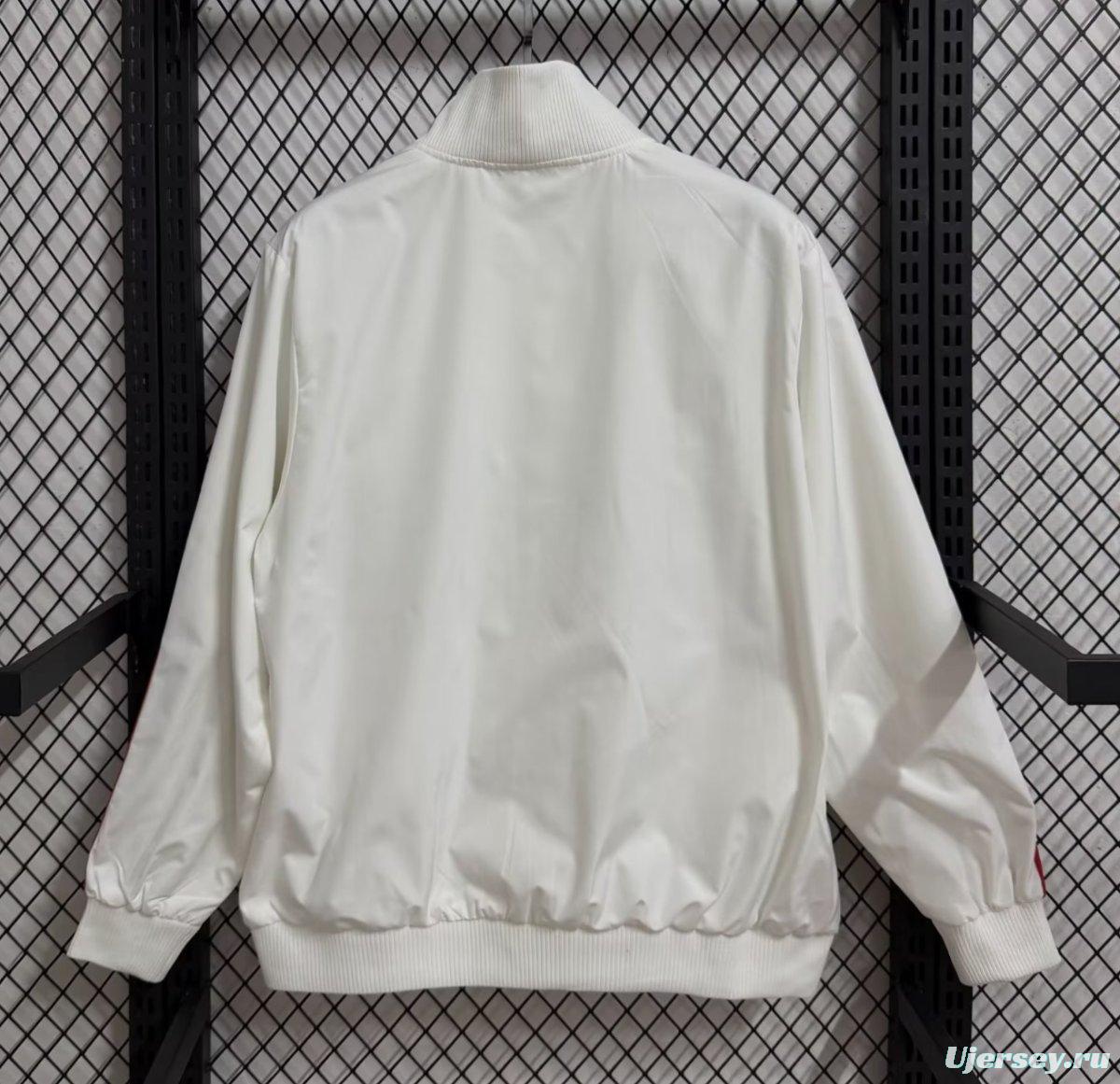 25/26 AC Milan White Red Black  Striped Full Zipper Windbreaker