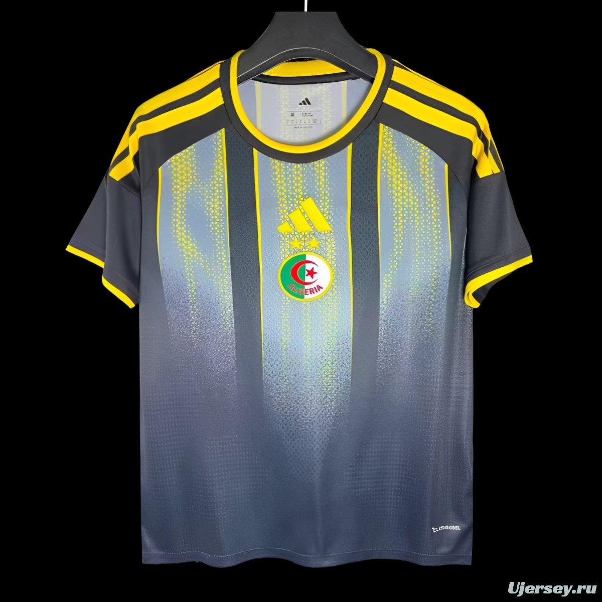 2026 Algeria Grey with Yellow Gradient Stripes Pre-Match Jersey