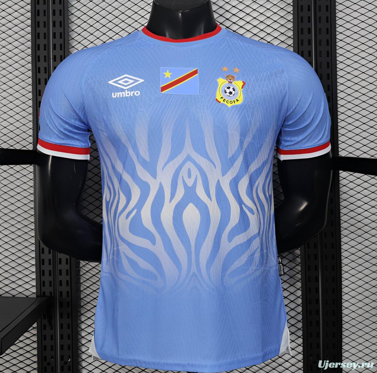 Player Version 2026 DR Congo Home Sky Blue Flame Jersey