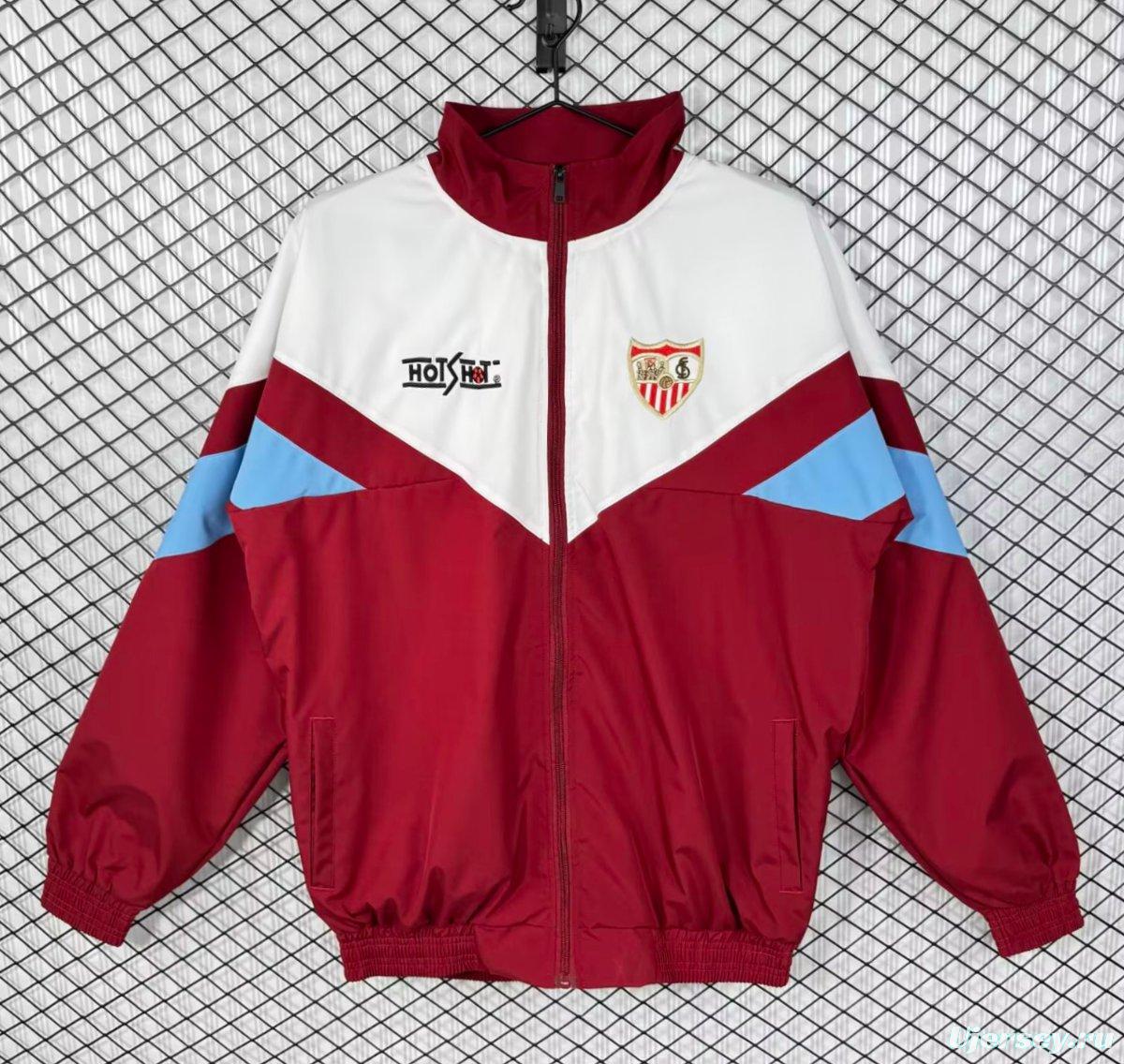 Retro 93/94 Sevilla White/Wine Full Zipper Windbreaker