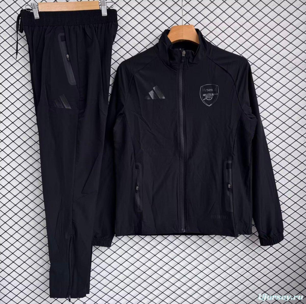 25/26 Arsenal Black Full zipper Jacket Tracksuit+ long pants