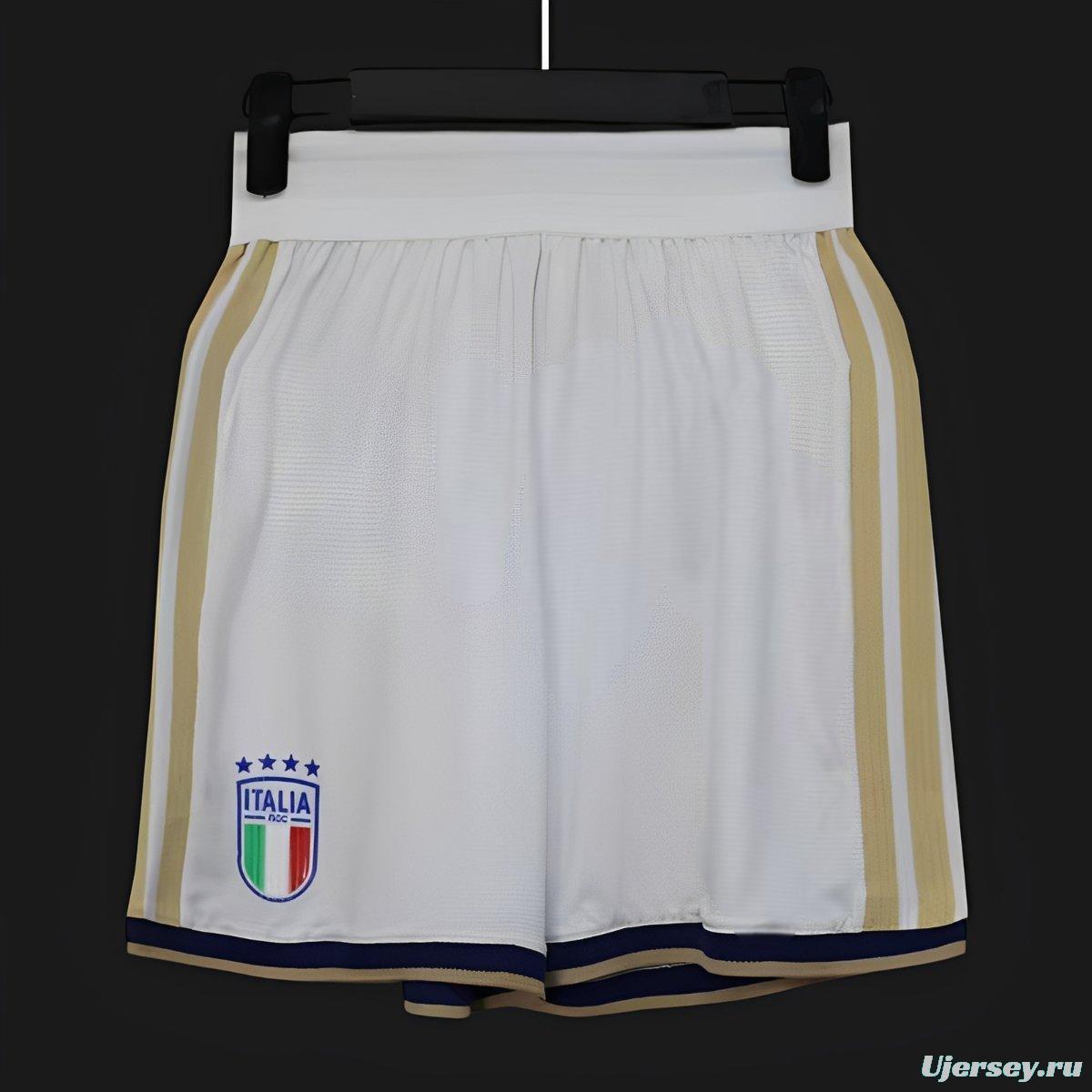 2026 Player Version  Italy Home White with Gold Stripes Shorts