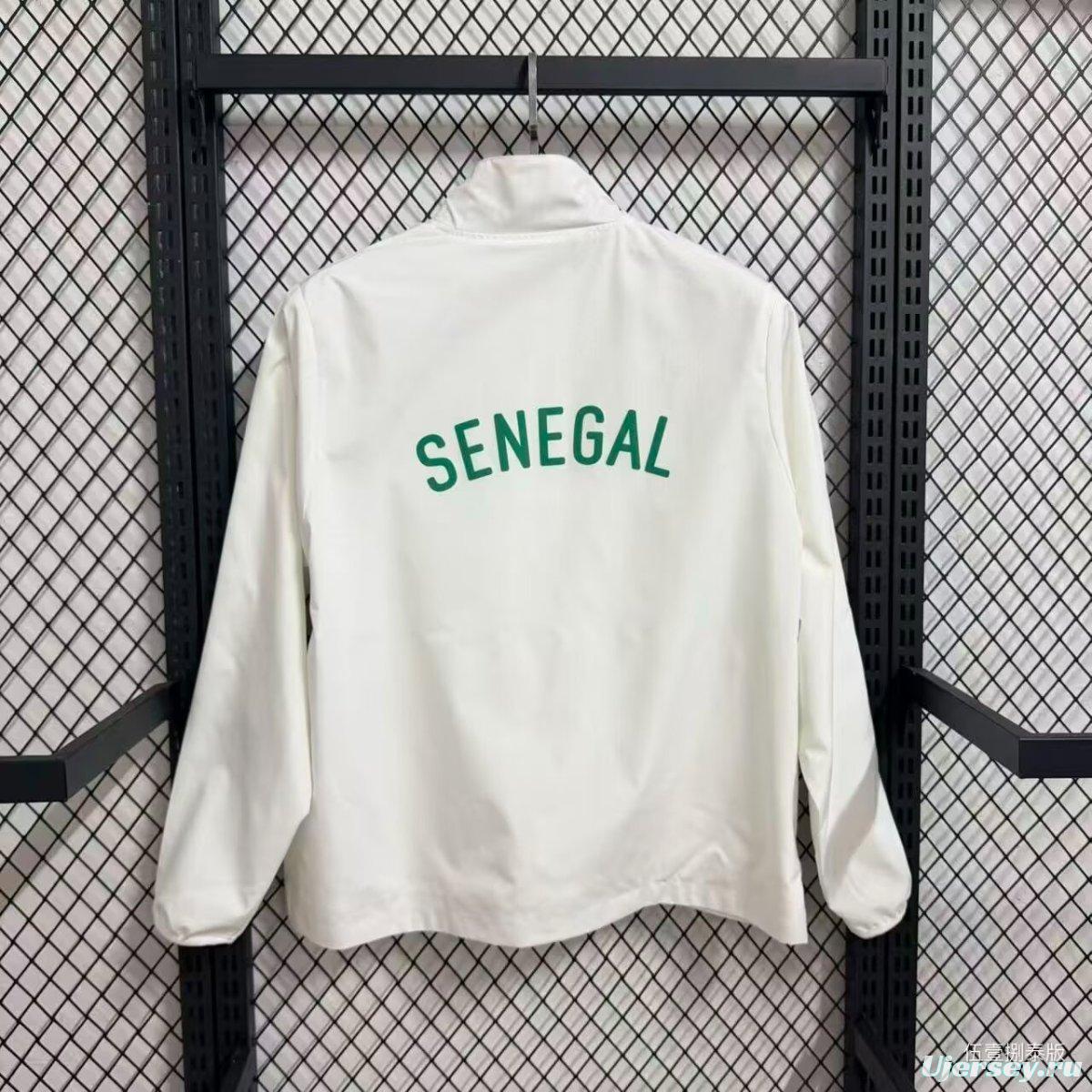 2026 Senegal White Full Zipper Windbreaker