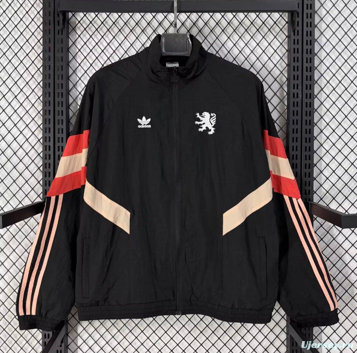 25/26 Manchester United Black/White Full Zipper Windbreaker