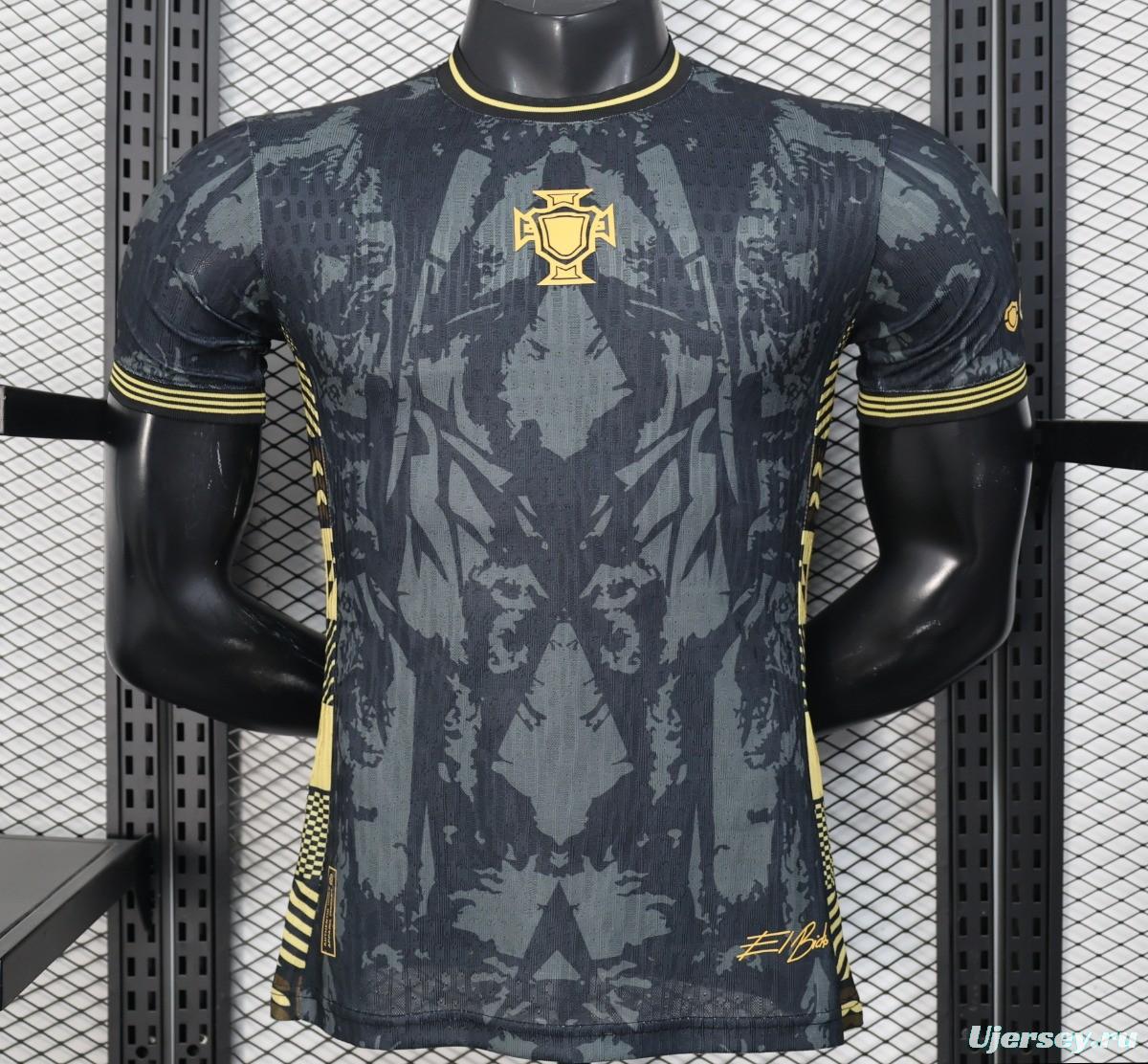 2026 Player Version Portugal Dark Grey with Abstract Graphic Pattern Jersey