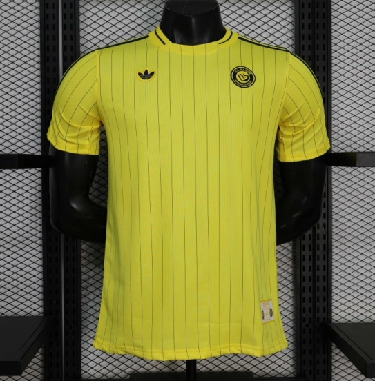 25/26 Player Version Al Nassr FC Yellow with Thin Black Pinstripes Jersey