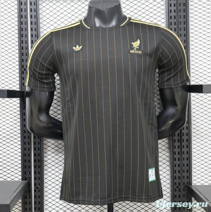 2026 Player Version Mexico Black with Gold Pinstripes Jersey