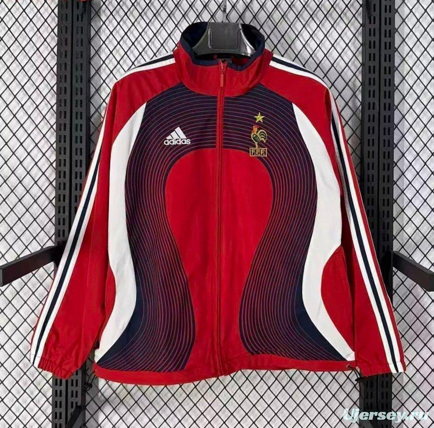 Retro 2006 France Red Full Zipper Windbreaker