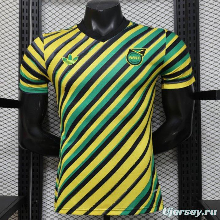 Player Version 2026 Jamaica x Adidas Originals Home Yellow Diagonal Stripe Jersey