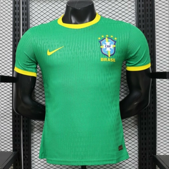 Player Version 2026 Brazil Green with Wave Texture Away Jersey