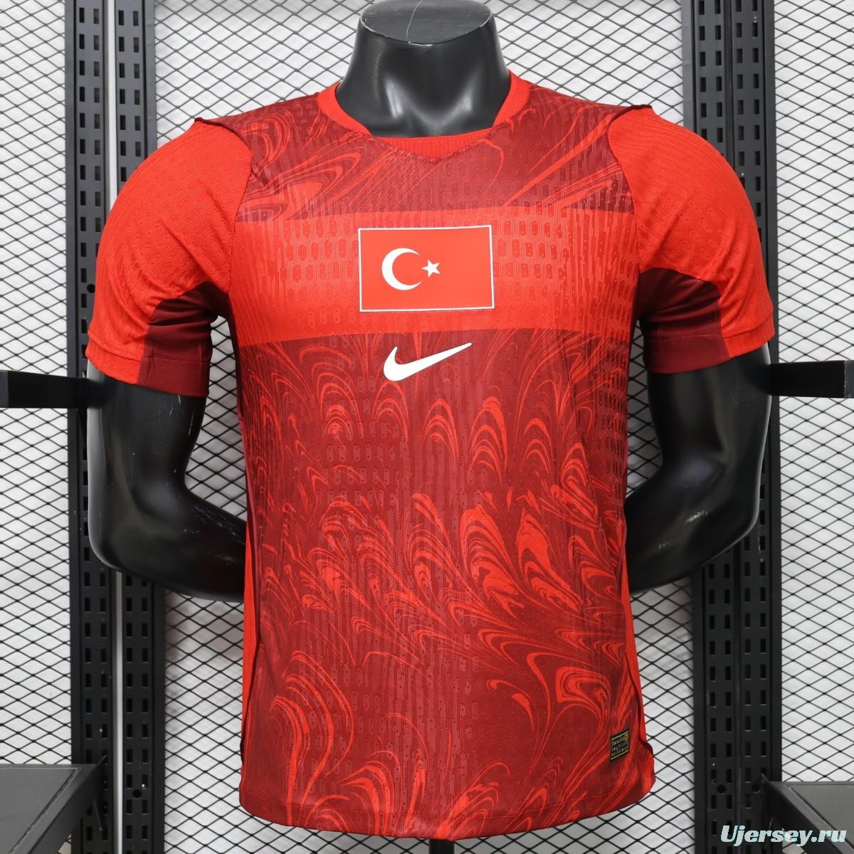 Player Version 26/27 Turkey Home  Red & Dark Red Ebru Marbling Print Jersey