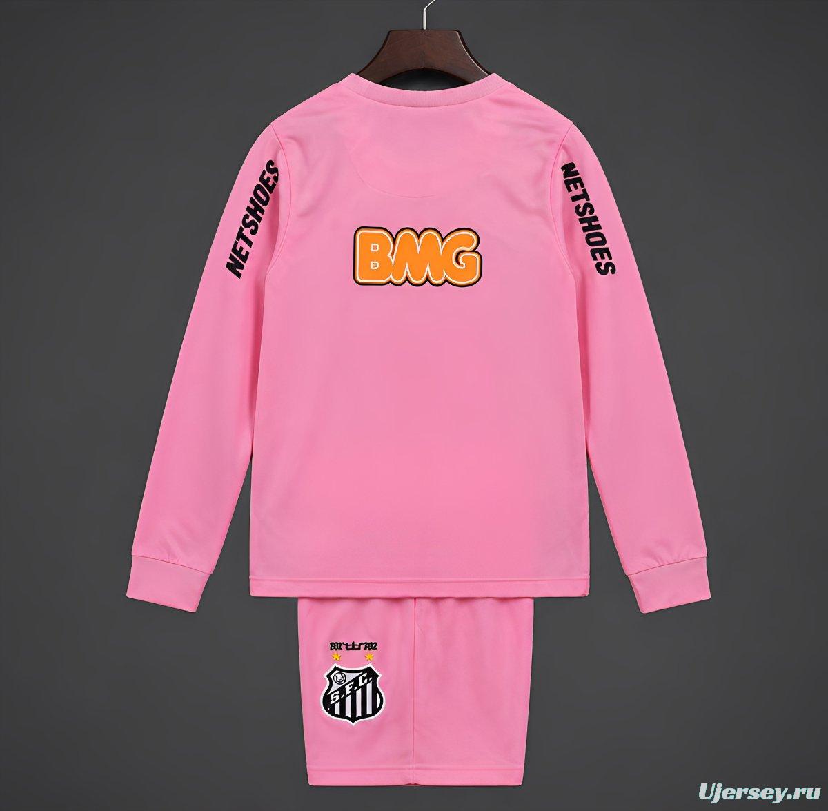Retro 12/13 Kids Santos Away Pink Long Sleeve Jersey