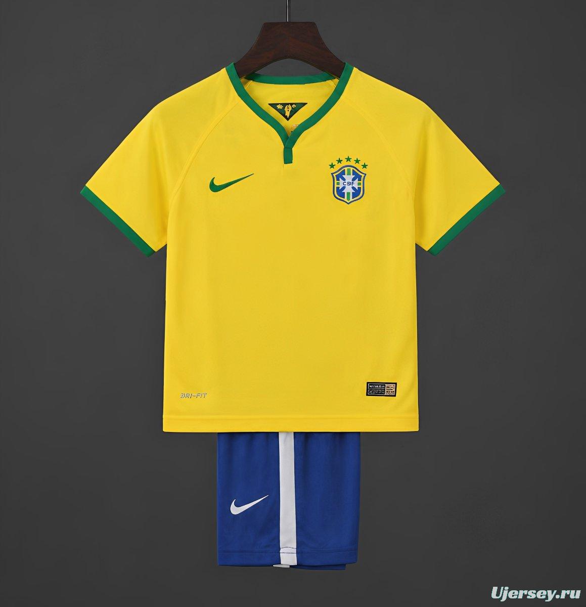 Retro 2014 Kids Brazil Home Jersey