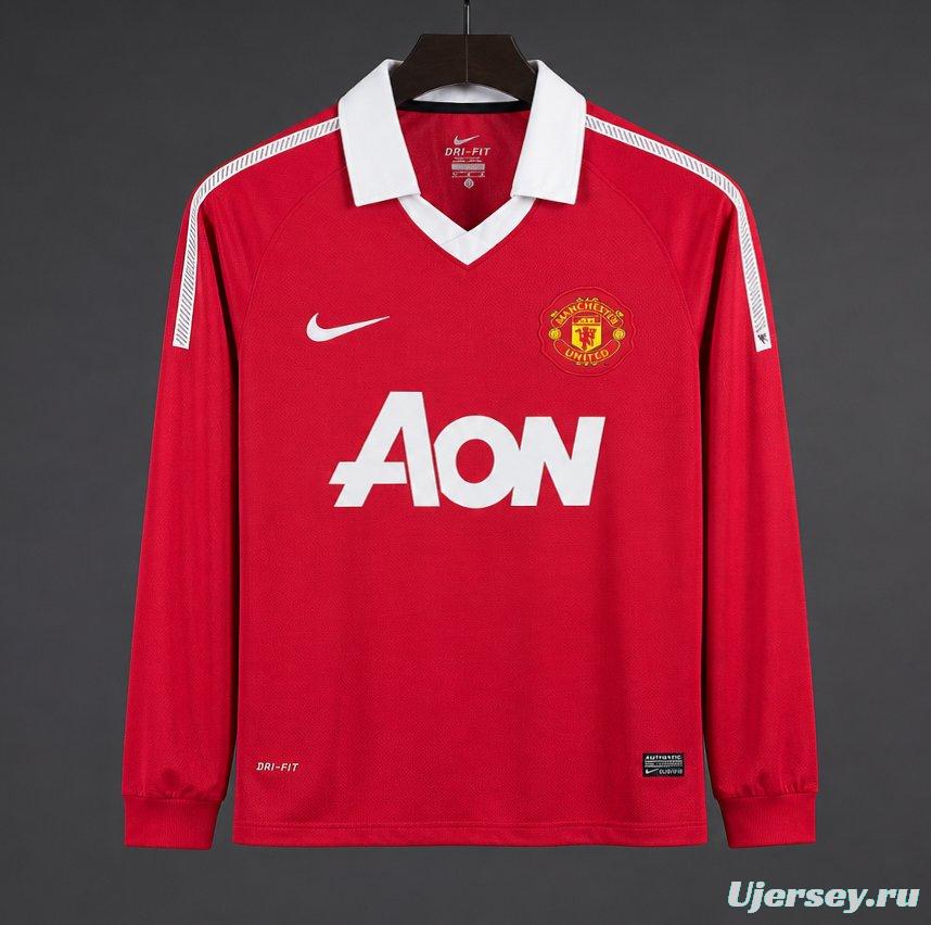 Retro 10/11 Manchester United Home Long Sleeve Jersey