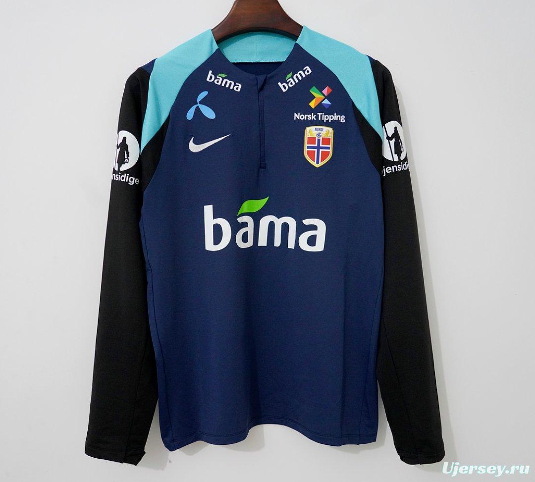 2026 Norway Dark Blue Half Zipper Training Jacket