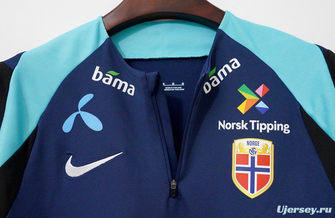2026 Norway Dark Blue Half Zipper Training Jacket