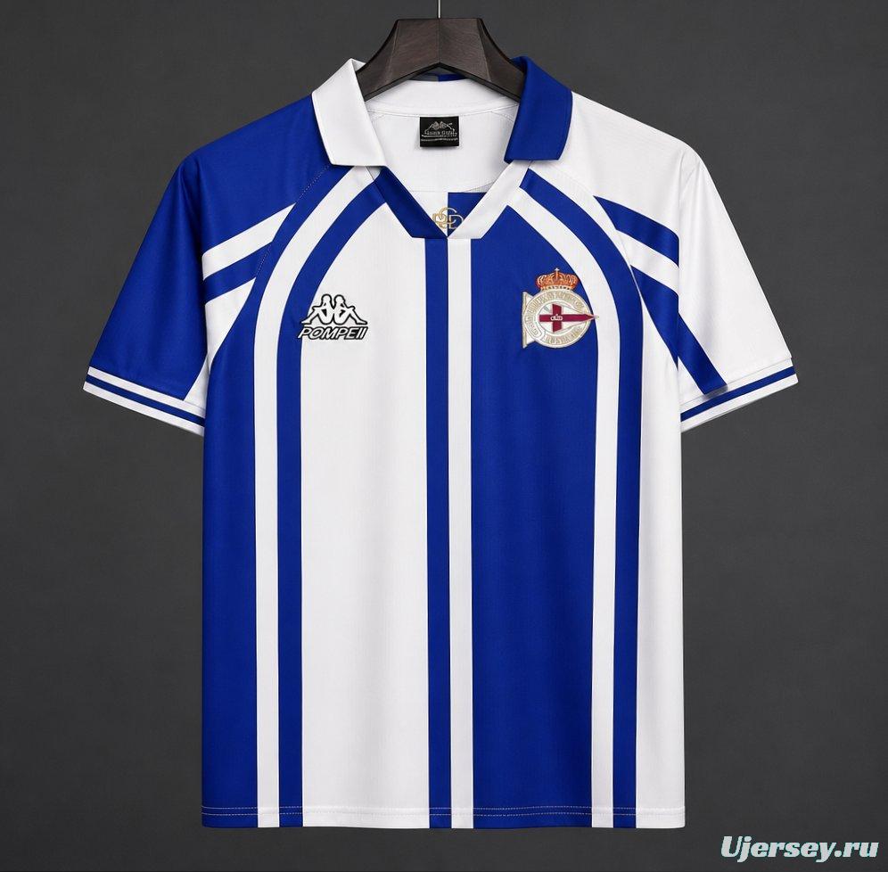 Retro  Deportivo La Coruña Blue & White Stripe Home Jersey