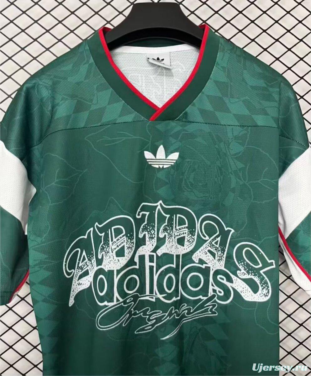 26/27 Adidas Originals Roses Mesh Green Vintage Style Jersey