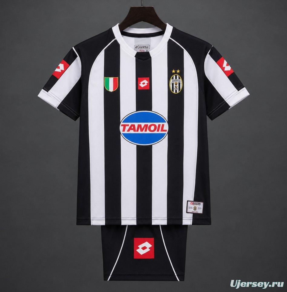 Retro Kids 02/03 Juventus Black White Home Jersey