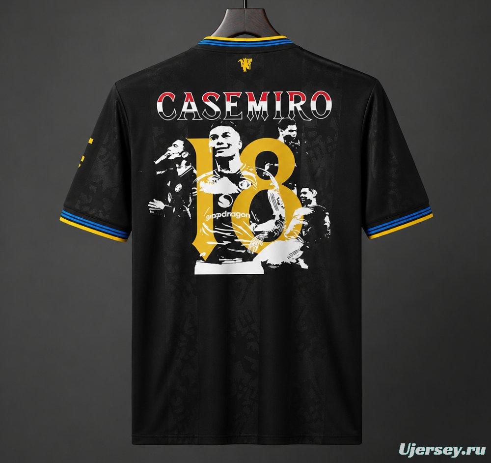 25/26 Manchester United Third Jersey with Casemiro Special Edition Print Black