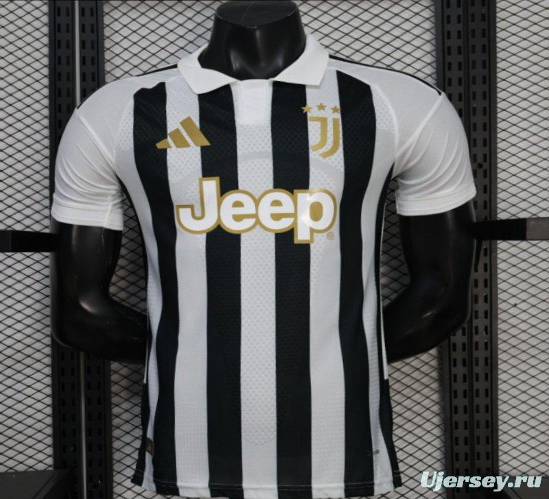 Player Version 26/27 Juventus Black & White Stripe Gold Detail Home Jersey
