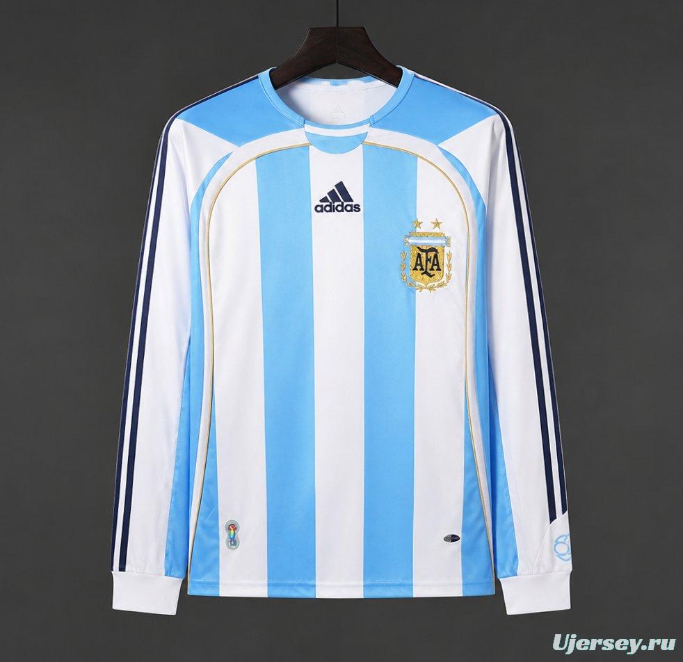 Retro 2006 Argentina Home Long SLeeve Jersey