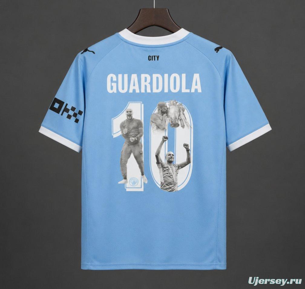26/27 Manchester City Home Jersey With Guardiola 10 Special Printing