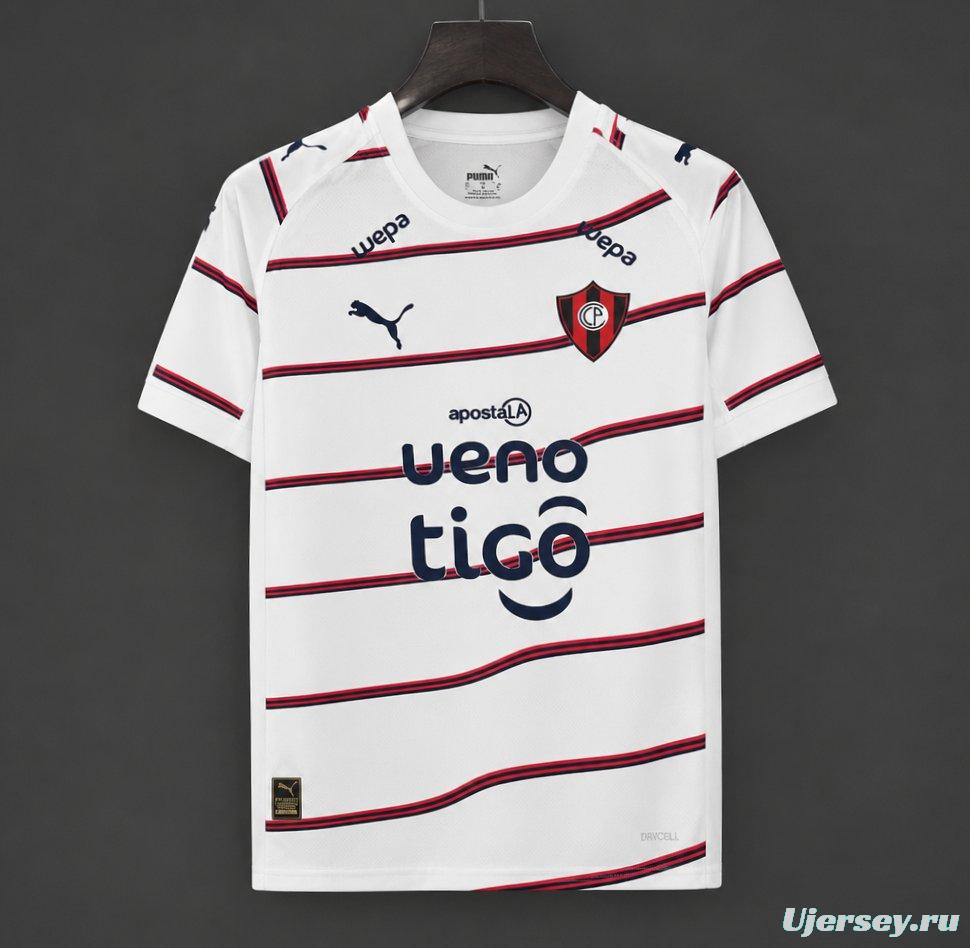 26/27 Cerro Porteño White with Red & Navy Stripes Jersey