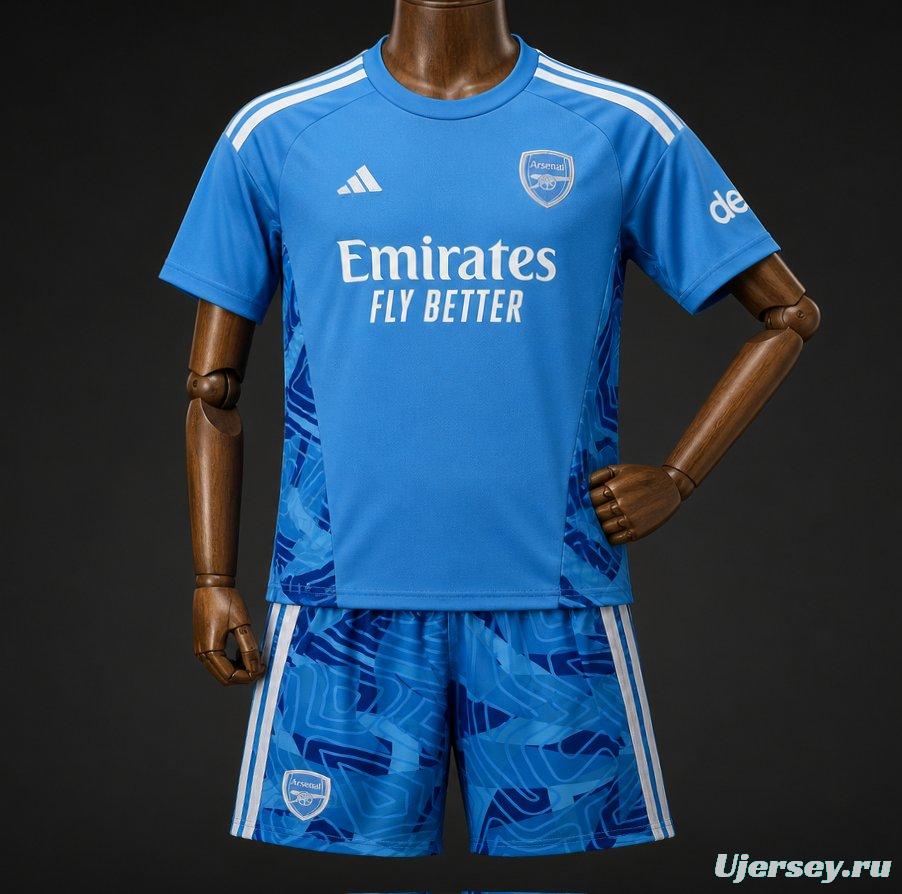 26/27 Kids Arsenal Away Blue Goalkeeper Jersey