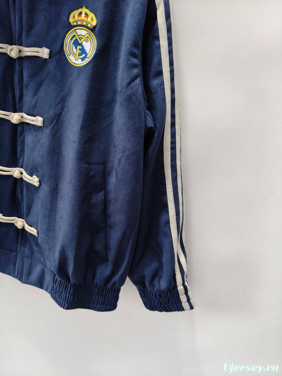 Retro 06/07 Real Madrid Navy Blue Chinese Button Jacket