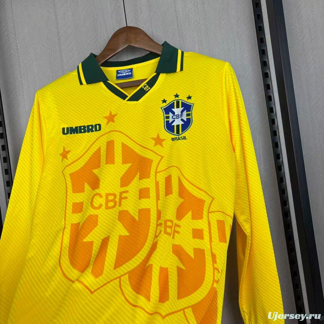 Retro 1994 Brazil Home Long Sleeve Yellow Jersey