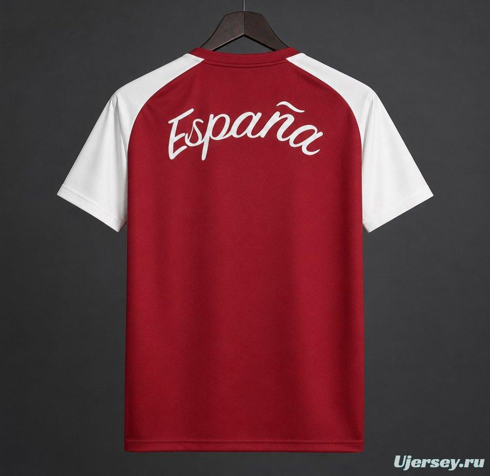 2026 Spain Pre-Match Away Red&White Jersey