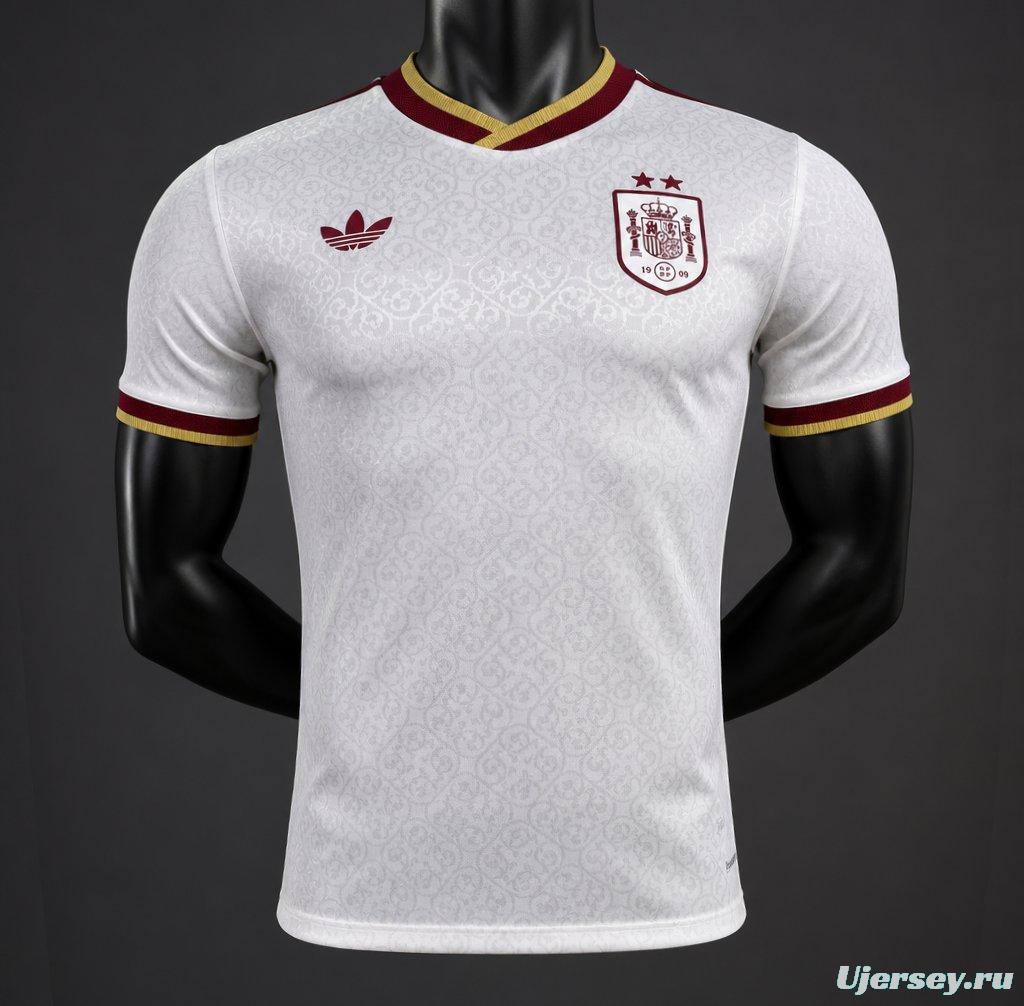 2 Star Player Version 2026 Spain Away White Jersey With Champion Patch
