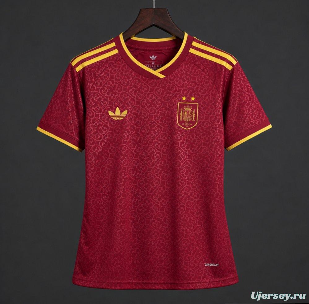 2 Star 2026 Womens Spain Away Red Special Edition Jersey With Champion Patch