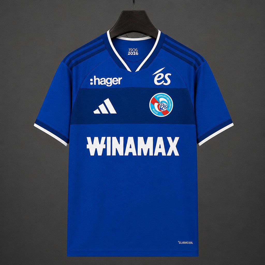 26/27 RC Strasbourg Alsace Home Blue with Dual-Tone Blue Panel Jersey